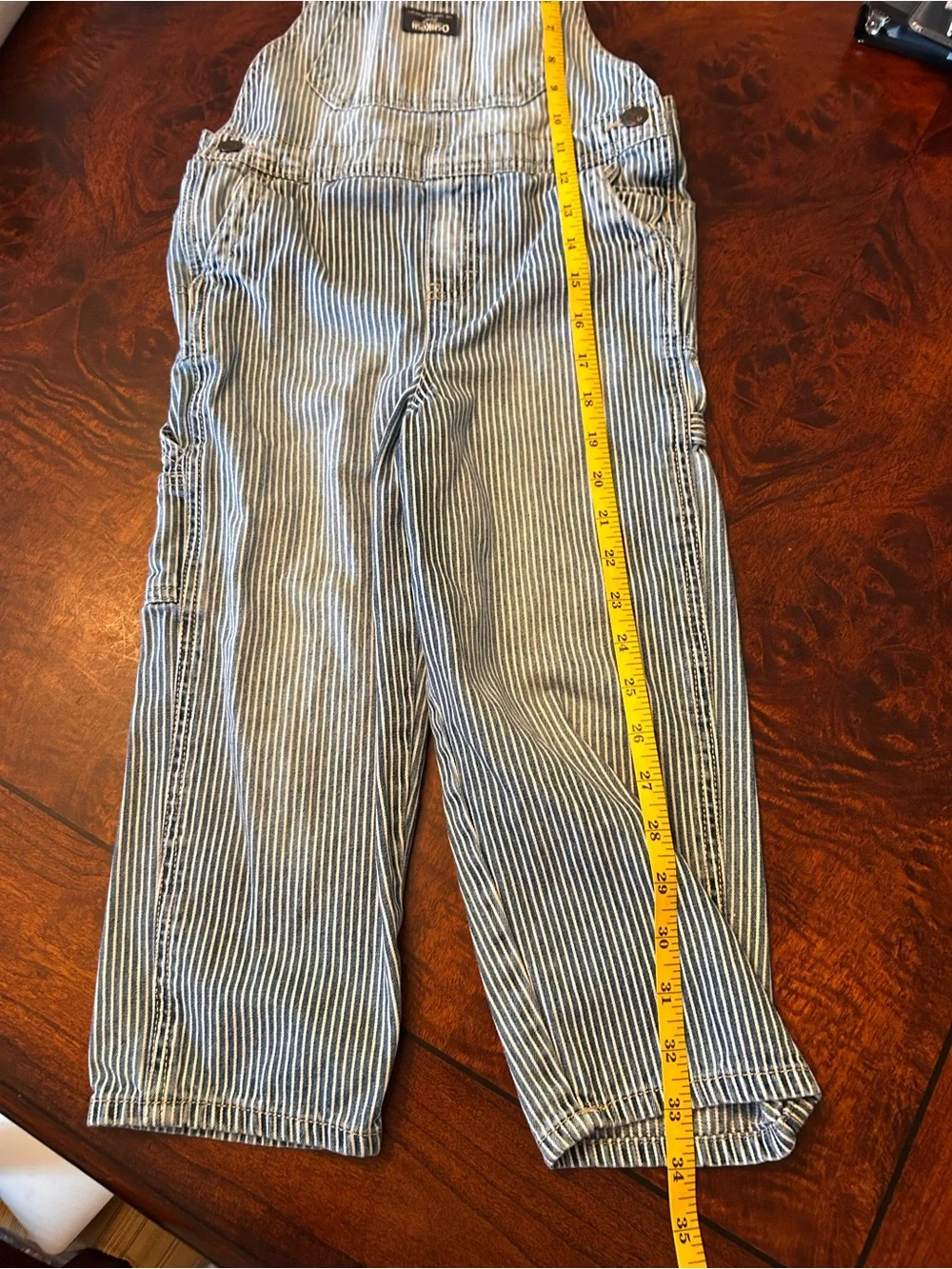 OshKosh B'Gosh Overalls 5T Blue Striped Bib Denim Railroad Adjustable Vintage